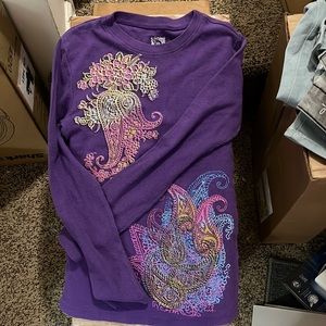 NWOT FRZ Thermal Long Sleeve T-shirt Purple with cool designs
